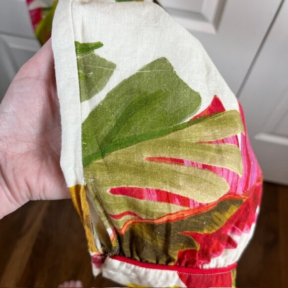 Farm Rio Maxi Jumpsuit Size M Tropical Leaf Print Button Front Boho Resort $225 - Picture 11 of 14